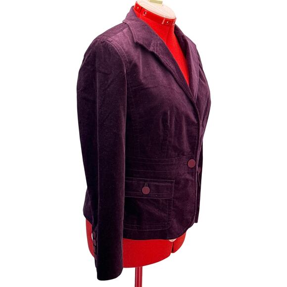 Talbots Velvet One Button Blazer Jacket - Women's 12P Purple - Picture 5 of 8